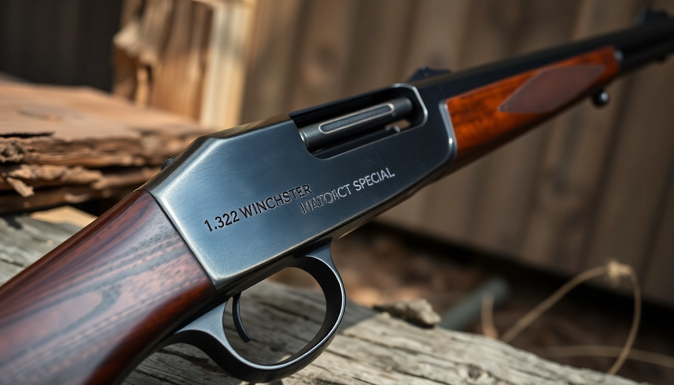 The 32WIN cartridge showcased in an antique rifle with detailed engravings, highlighting its historical significance and craftsmanship.