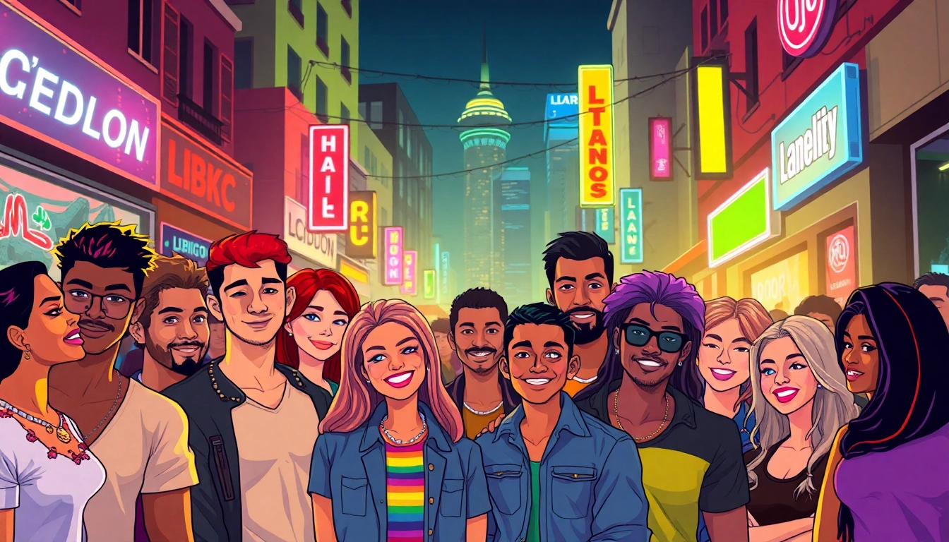 Engaging visual highlighting https://789f.gay with a lively LGBTQ+ scene, emphasizing diversity, community, and vibrant energy for inclusive digital branding.
