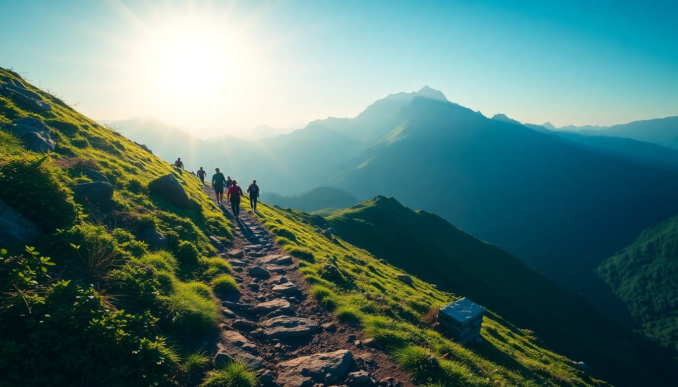 Hiking in lush mountains: a scenic trail ideal for adventure enthusiasts and nature lovers.