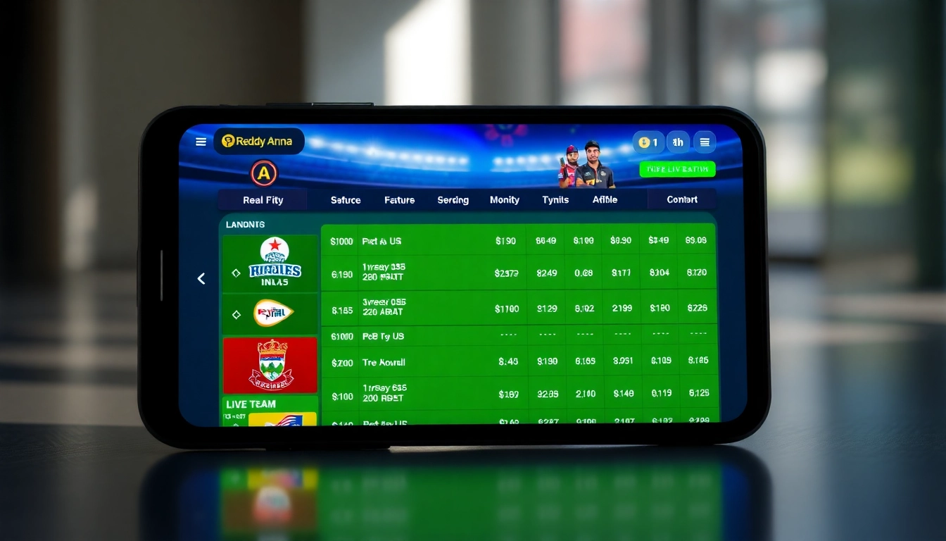 Reddy Anna online platform displaying live cricket betting with real-time odds and action-packed interface for Indian users.