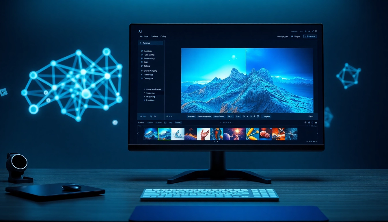 A futuristic workspace with Nano Banana AI interface showing advanced image editing capabilities.