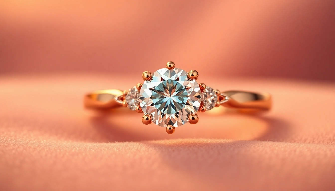 Stunning red gold engagement ring with a brilliant diamond, showcasing warm tones and elegant design for special proposals