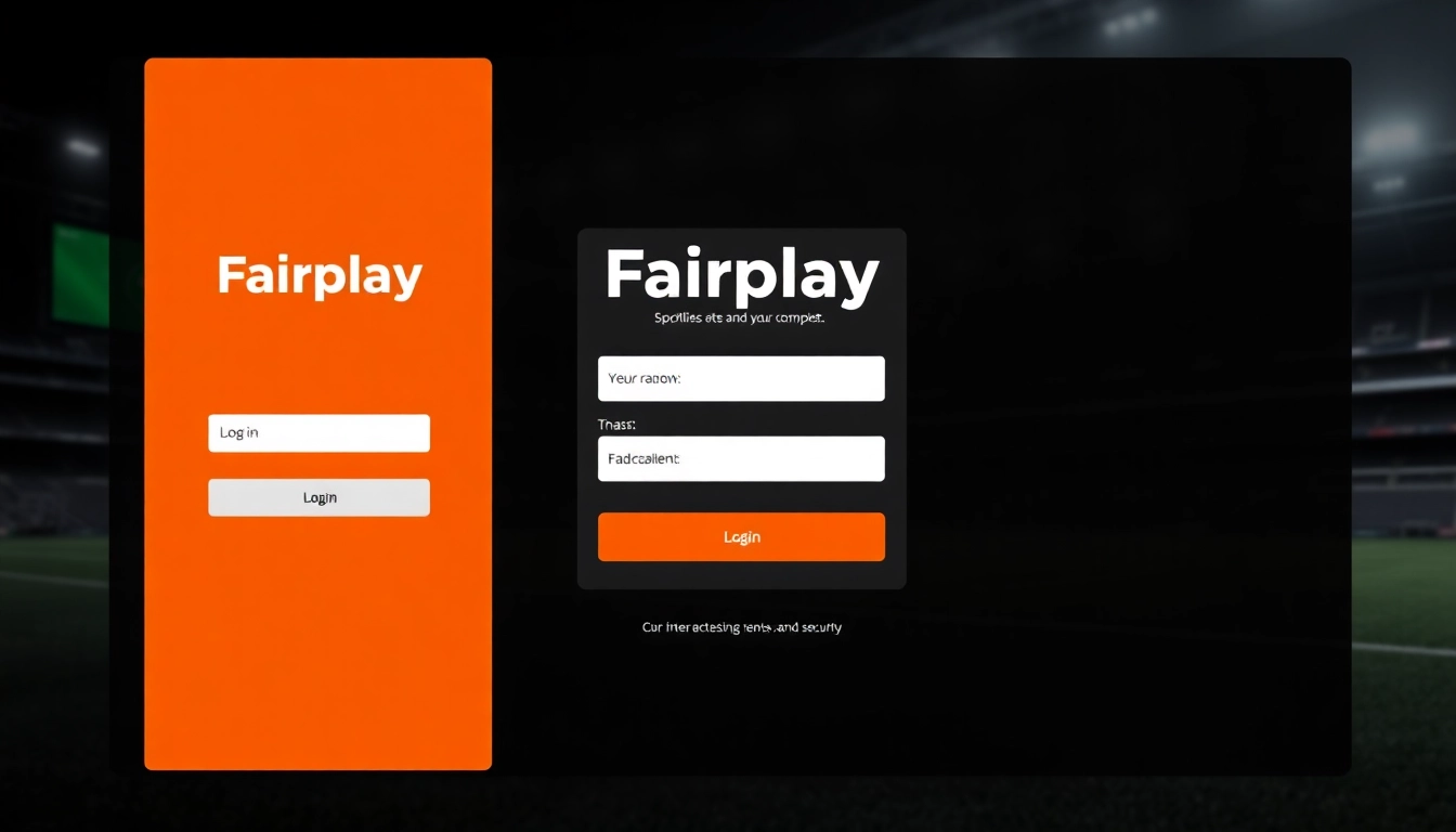 Fairplay login screen with vibrant orange and black UI, highlighting easy access to sports betting features.