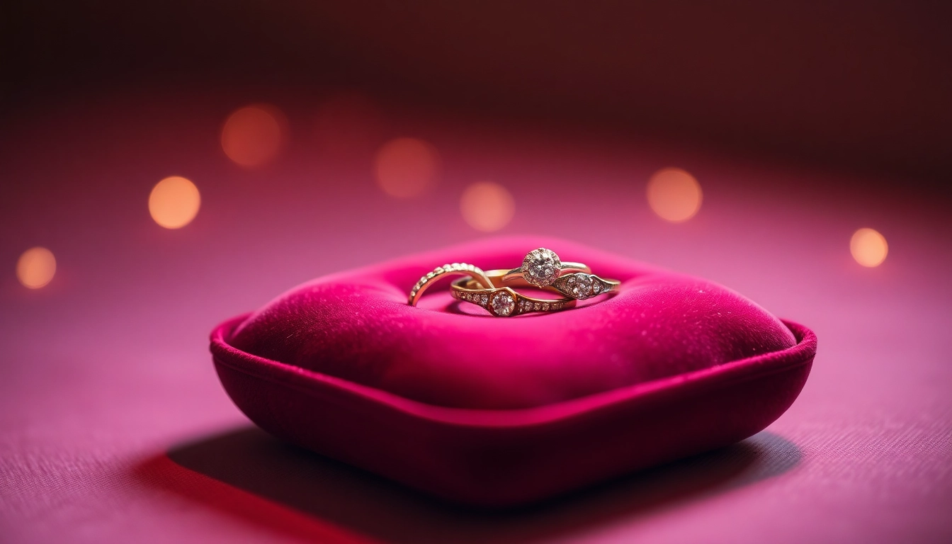 Close-up of beautiful proposal rings for engagement in a romantic setting, highlighting