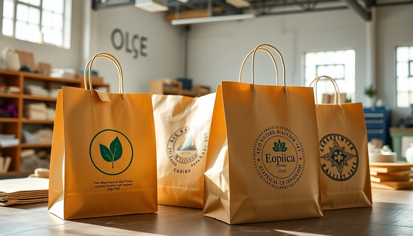 High-quality torba papierowa with custom print, eco-friendly kraft paper bag being filled in a