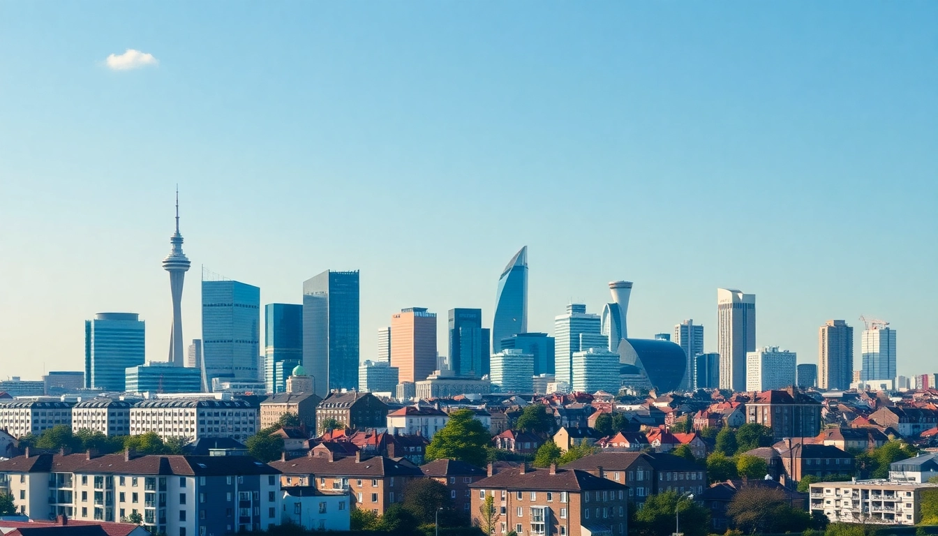 News Portal showcasing a busy UK city skyline with investment properties and financial growth