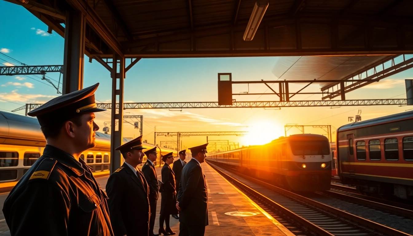 This Railway Jobs-focused recruitment booth with staff and applicants at a busy platform for