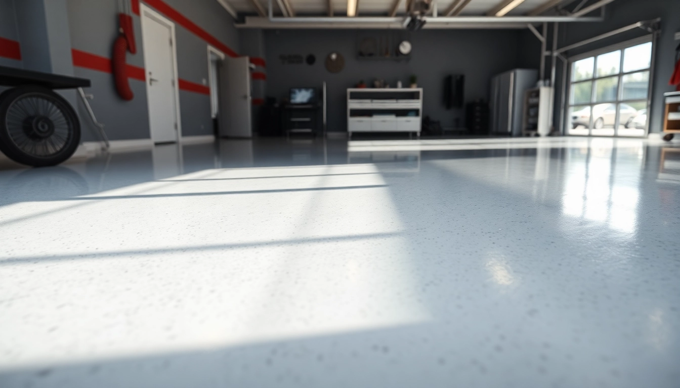 Professional applying epoxy resin to a concrete floor for a durable epoxy resin floor finish in